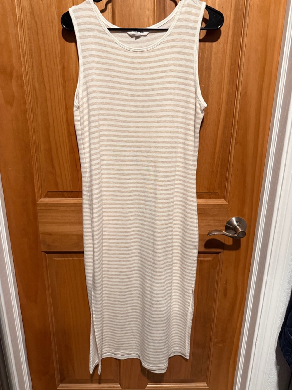 BB Dakota Sleeveless Striped Midi Dress in Cream and Beige size medium
